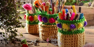 ¿Cómo hacer canastos al crochet con flores?